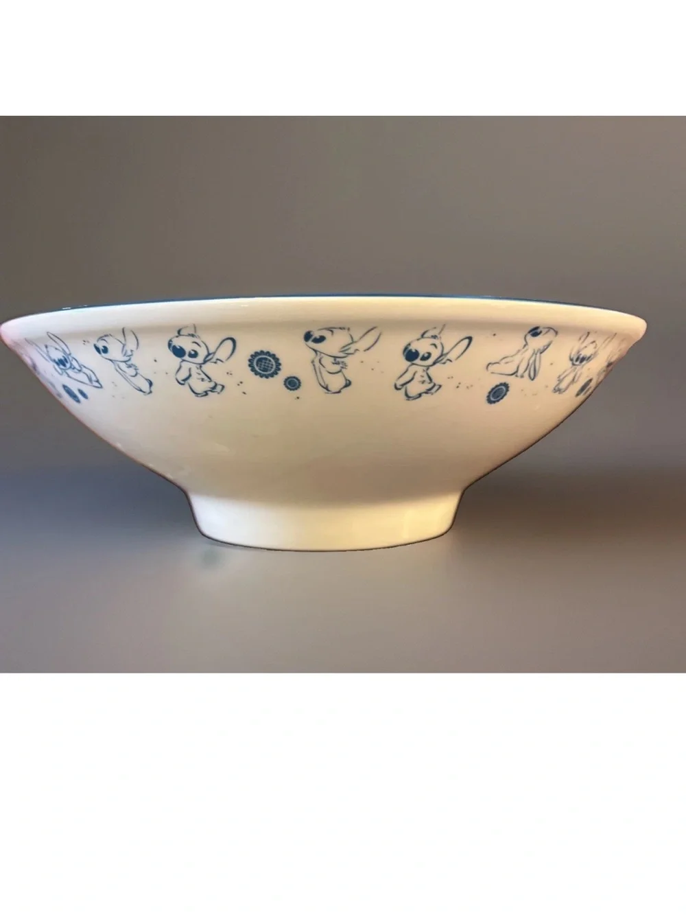 Disney Blue and White StitchTrim Ceramic Serving Bowl